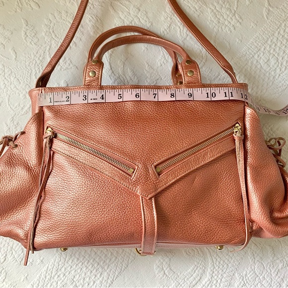 Botkier Metallic Leather Trigger Satchel Shoulder Bag Salmon Pink - Picture 13 of 16